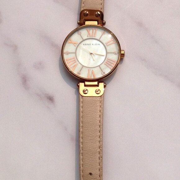 Anne Klein Quartz Wrist Watch MOP Face and Rose Gold & Arabic Numerals - Picture 3 of 12